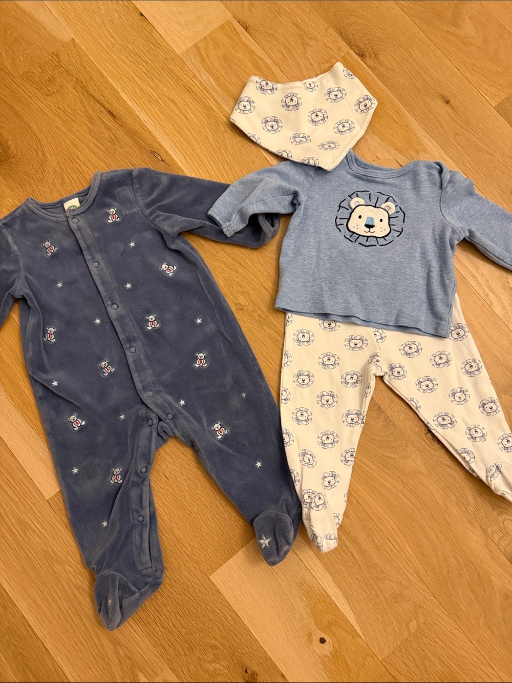 Little Me Bundle of 2 Outfits Velour Bear Footies and Lion 3 Piece Set